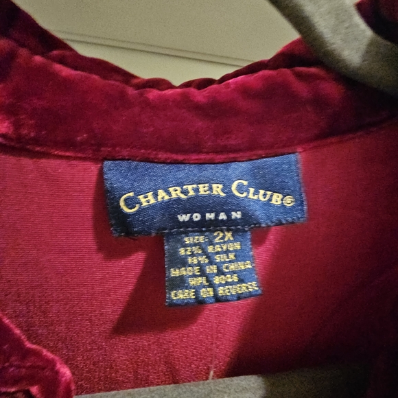 Charter Club Red Velvet Blouse - Picture 3 of 3